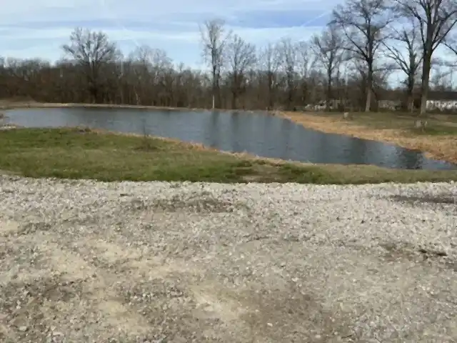 Pond bank cleared and graveled after brush removal
